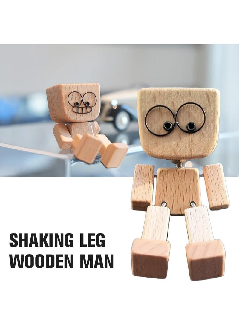Bukela Wooden Car Figurine, Handmade Rocking Puppet, Fun Car Ornament, Wooden Desktop Decoration, Car Dashboard Accessory with 12 Magnetic Expressions - Image 5
